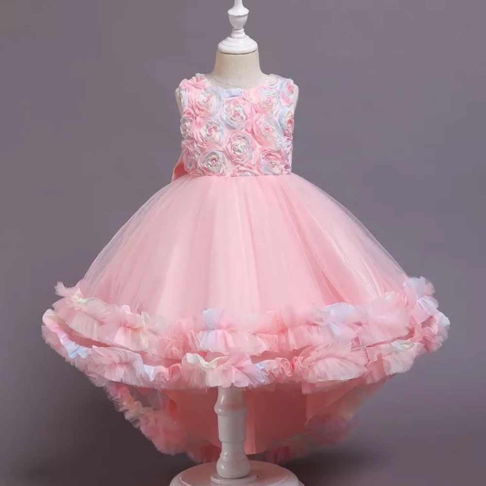 Luxury Embroidered Flower Girl Piano Dress Princess Birthday Wedding 5055 - Picture 1 of 16